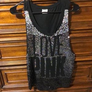 PINK Workout Tank Top with Sequins